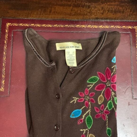 Womens Y2k Brown Floral Pattern Sweater - Picture 4 of 4